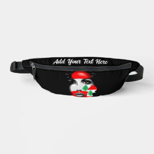 Libanonflagge und -karte im Gesicht eines Mädchens Bauchtasche