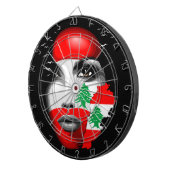 Libanonflagge und -karte im Gesicht eines Mädchens Dartscheibe (Vorderseite rechts)