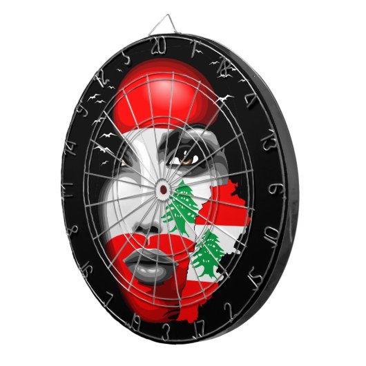 Libanonflagge und -karte im Gesicht eines Mädchens Dartscheibe (Vorderseite rechts)