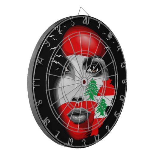 Libanonflagge und -karte im Gesicht eines Mädchens Dartscheibe (Vorderseite Links)