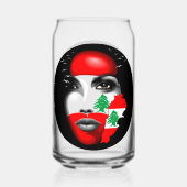 Libanonflagge und -karte im Gesicht eines Mädchens Dosenglas (Rückseite)