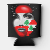 Libanonflagge und -karte im Gesicht eines Mädchens Dosenkühler (Vorderseite)