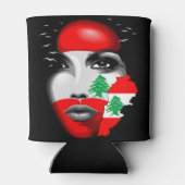 Libanonflagge und -karte im Gesicht eines Mädchens Dosenkühler (Rückseite)