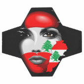 Libanonflagge und -karte im Gesicht eines Mädchens Fußball (Flach)