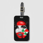 Libanonflagge und -karte im Gesicht eines Mädchens Gepäckanhänger (Vorderseite Vertikal)