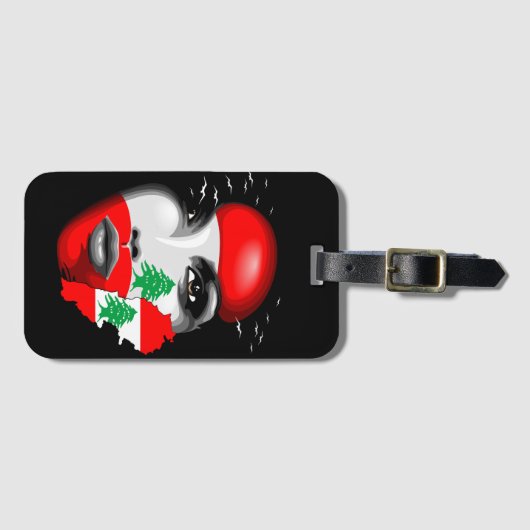 Libanonflagge und -karte im Gesicht eines Mädchens Gepäckanhänger (Vorderseite (Horizontal))