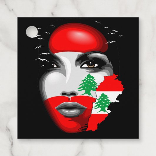 Libanonflagge und -karte im Gesicht eines Mädchens Geschenkanhänger (Vorderseite)