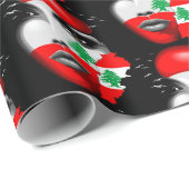 Libanonflagge und -karte im Gesicht eines Mädchens Geschenkpapier (Rolleneckpunkt)