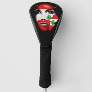 Libanonflagge und -karte im Gesicht eines Mädchens Golf Headcover