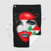 Libanonflagge und -karte im Gesicht eines Mädchens Golfhandtuch (Insitu)