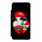 Libanonflagge und -karte im Gesicht eines Mädchens Incipio iPhone Geldbeutel-Hülle (Folio Vorderseite)