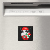 Libanonflagge und -karte im Gesicht eines Mädchens Magnet (In Situ (Geschirrspüler))