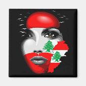 Libanonflagge und -karte im Gesicht eines Mädchens Magnet (Vorne)