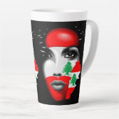 Libanonflagge und -karte im Gesicht eines Mädchens Milchtasse (Rechte Ecke)