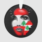 Libanonflagge und -karte im Gesicht eines Mädchens Ornament (Vorderseite)