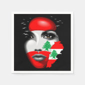 Libanonflagge und -karte im Gesicht eines Mädchens Serviette (Vorderseite)