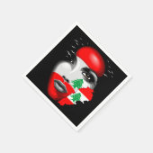 Libanonflagge und -karte im Gesicht eines Mädchens Serviette (Ecke)