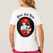 Libanonflagge und -karte im Gesicht eines Mädchens T-Shirt (Rückseite)