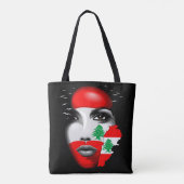 Libanonflagge und -karte im Gesicht eines Mädchens Tasche (Rückseite)