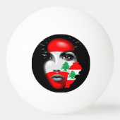 Libanonflagge und -karte im Gesicht eines Mädchens Tischtennisball (Vorderseite)