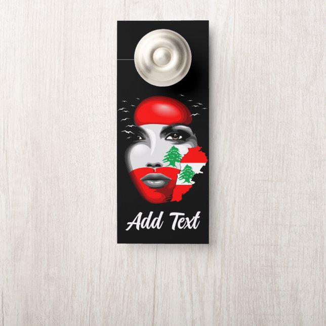 Libanonflagge und -karte im Gesicht eines Mädchens Türanhänger (Auf Knauf)