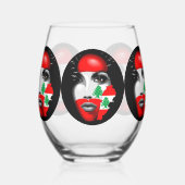 Libanonflagge und -karte im Gesicht eines Mädchens Weinglas Ohne Stiel (Links)