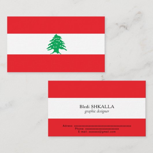 Libanonflagge Visitenkarte (Vorne/Hinten)