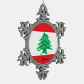 Libanonische Schneeflocke, libanesische Flagge Schneeflocken Zinn-Ornament (Links)