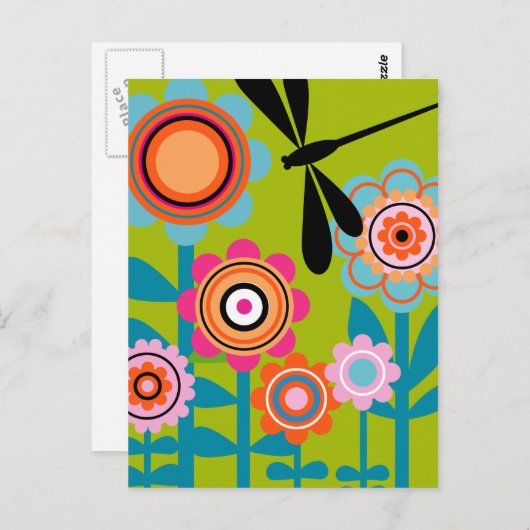 Libelle 4 Postkarte (Vorne/Hinten)