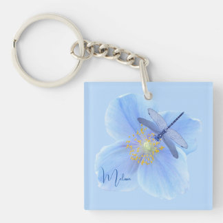 Libelle auf blauem Mohn-Schlüsselanhänger Schlüsse Schlüsselanhänger