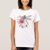 Libelle auf Blumen T-Shirt (Vorderseite)
