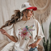 Libelle auf Blumen T-Shirt
