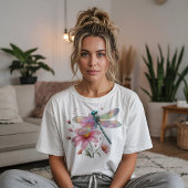 Libelle auf Blumen T-Shirt