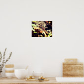 Libelle auf getrocknetem Blätter Nah Poster (Küche)