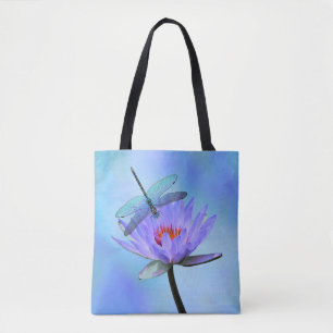 Libelle auf Seerosen-All-Over-Print-Tasche Tasche