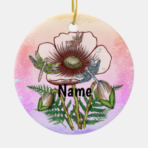 Libelle Blasse Mohnblume  Keramik Ornament