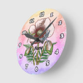 Libelle Blasse Mohnblume Runde Wanduhr (Winkel)