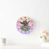 Libelle Blasse Mohnblume Runde Wanduhr (Zuhause)