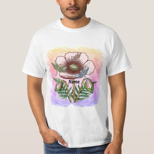 Libelle Blasse Mohnblume T-Shirt (Vorderseite)