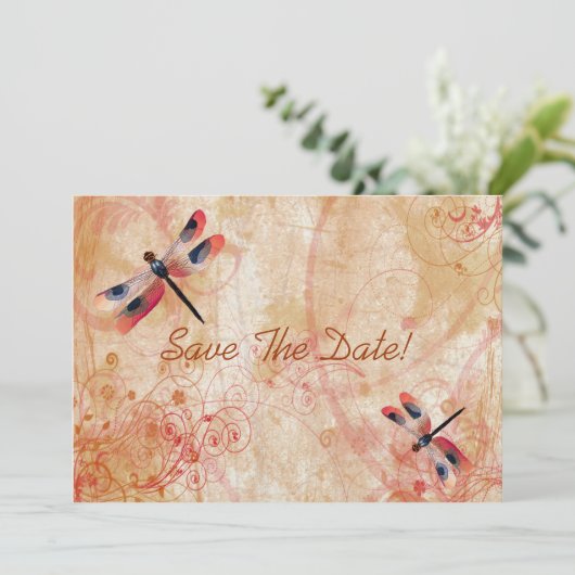 Libelle Blühte Save the Date (Stehend Vorderseite)