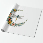 Libelle Boho Halbmond Friedenszeichen Hippie Libel Geschenkpapier (Ungerollt)