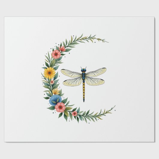 Libelle Boho Halbmond Friedenszeichen Hippie Libel Geschenkpapier (Flach)