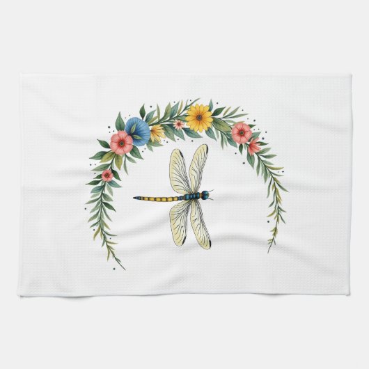 Libelle Boho Halbmond Friedenszeichen Hippie Libel Geschirrtuch (Horizontal)