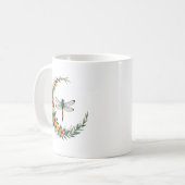 Libelle Boho Halbmond Friedenszeichen Hippie Libel Kaffeetasse (Vorderseite Links)