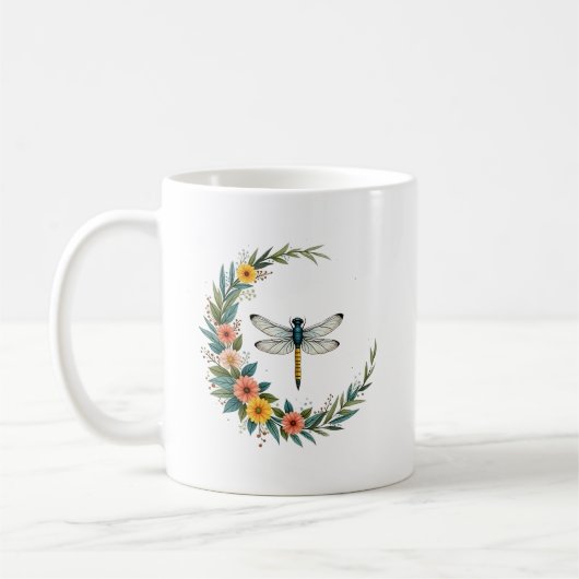 Libelle Boho Halbmond Friedenszeichen Hippie Libel Kaffeetasse (Links)