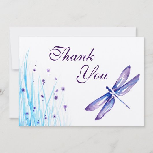 Libelle danken Ihnen Karten - blauer lila (Vorderseite)