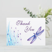 Libelle danken Ihnen Karten - blauer lila (Stehend Vorderseite)