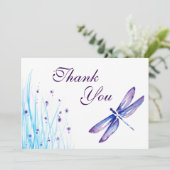 Libelle danken Ihnen Karten - blauer lila (Stehend Vorderseite)