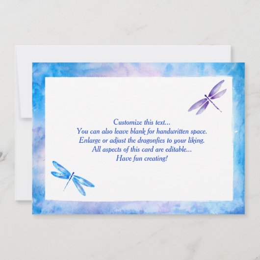 Libelle danken Ihnen Karten - blauer lila (Rückseite)