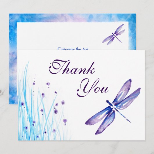 Libelle danken Ihnen Karten - blauer lila (Vorne/Hinten)